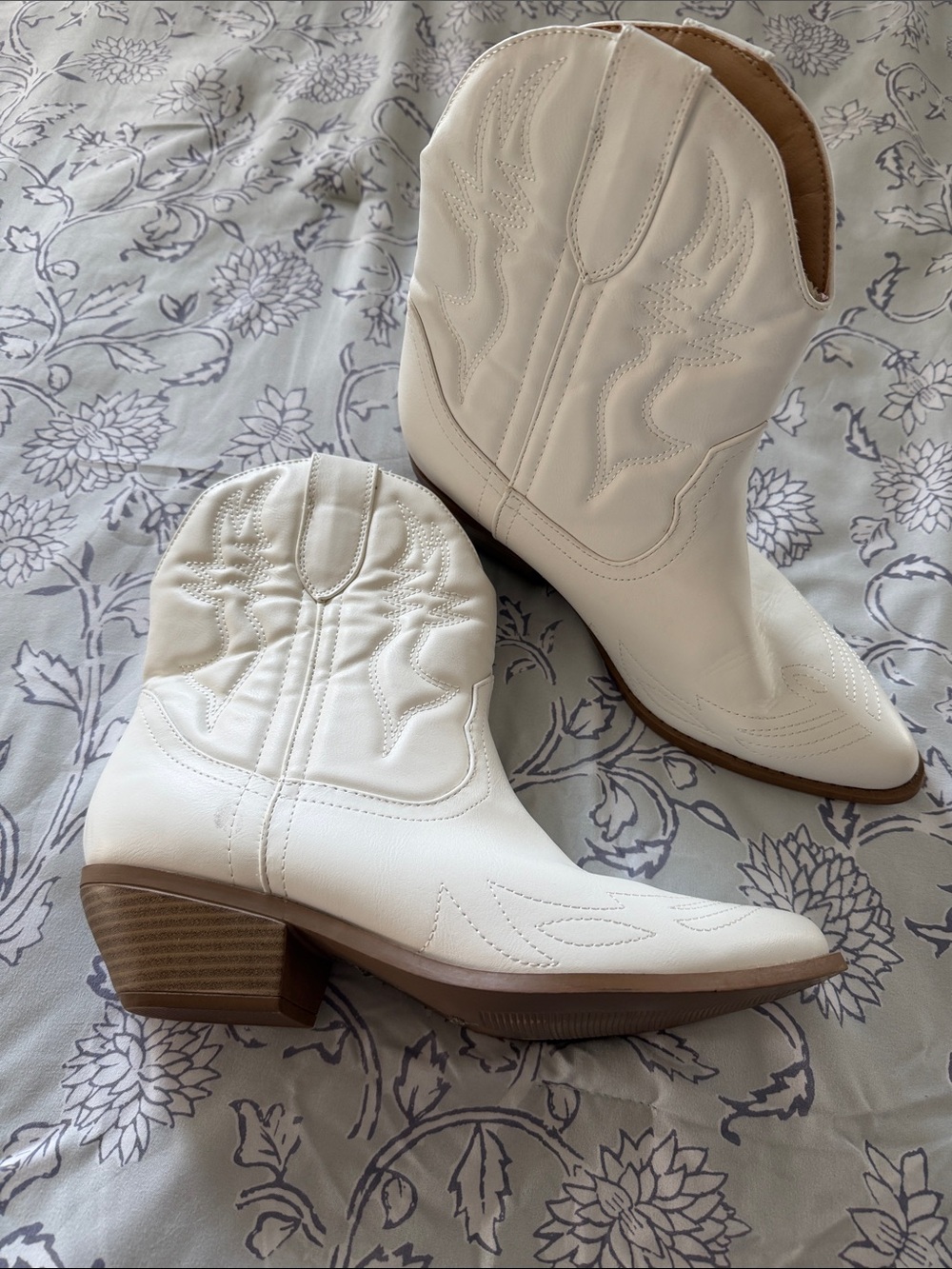 Soda White Western Ankle Moto Boots